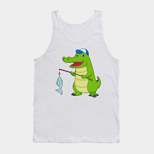 Crocodile Fishing Fisher Finshing rod Tank Top